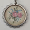 Vintage sterling silver hand-painted rose pendant with necklace